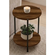 ED Efelez Design Yan Sehpa , Dekoratif 2 Katlı Sehpa , Çiçeklik , Daisy Yan Sehpa , Siyah Metal - Barok Tabla