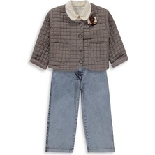 Obelia Kız Çocuk Hırkalı Gömlekli 2-5 Yaş Takım - Kahve