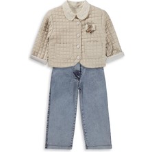 Obelia Kız Çocuk Hırkalı Gömlekli 2-5 Yaş Takım - Bej