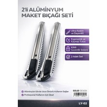 Azm Tools 2’li Alüminyum Maket Bıçağı Seti – Profesyonel, Keskin, Dayanıklı, Kilitli Cutter