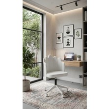 Sahmatra Butterfly Ev ve Ofis Çalışma Sandalyesi | Bilgisayar Koltuğu | Berjer | Beyaz Ayak | Babyface Kumaş - Krem