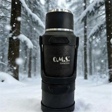 Oms Collection - Stormthermo 5 Pcs. Paslanmaz Çelik Sıcak & Soğuk Termos (8503 - 1,3 Litre - Siyah)