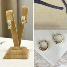 Ca Shopping Taşlı Çelik Kararmaz Halka Küpeler