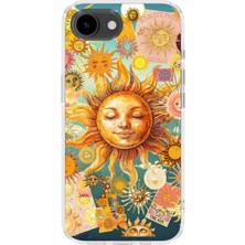 Karsu Design iPhone 16E Uyumlu Baskılı Şeffaf Telefon Kılıfı | Koleksiyon: Boho Sun And Moon