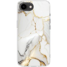 Karsu Design iPhone 16E Uyumlu Baskılı Şeffaf Telefon Kılıfı | Koleksiyon: Marble And Gold Luxury