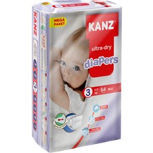 Kanz Bebek Bezi Midi 4-9 kg / 64 Adet - Mega Paket 3 Numara