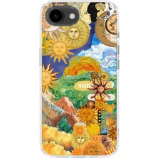 Karsu Design iPhone 16E Uyumlu Baskılı Şeffaf Telefon Kılıfı | Koleksiyon: Boho Sun And Moon