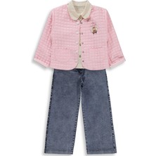 Obelia Kız Çocuk Hırkalı Gömlekli 6-9 Yaş Takım - Pembe