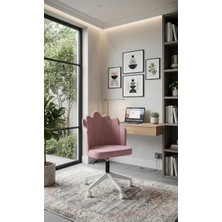 Sahmatra Butterfly Ev ve Ofis Çalışma Sandalyesi | Bilgisayar Koltuğu | Berjer | Beyaz Ayak | Babyface Kumaş - Pembe