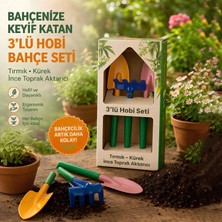 Glaswen Hobi 3'lü Set Çapa Tırmık Metal Bahçe Tarla Çim Peyzaj Bitki Çiçek Ekme Toprak Işleme Küreği Küçük