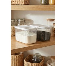 EW's Kitchenware 2'li 7,5 Lt Multibox Beyaz Kayar Kapaklı Saklama Kabı & Erzak Kabı & Toz ve Tablet Deterjan Kutusu