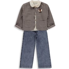 Obelia Kız Çocuk Hırkalı Gömlekli 6-9 Yaş Takım - Kahve