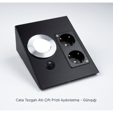 Cata Ledli Üçgen Spot Siyah Kasa(Çift Prizli)(Günışığı Işık Rengi)