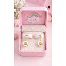 Miraç Gümüş Takı Atölyem 925 Ayar Gümüş Mineli Şirin Papatya Detaylı Kız Çocuk Küpesi