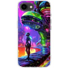Karsu Design iPhone 16E Uyumlu Baskılı Şeffaf Telefon Kılıfı | Koleksiyon: Cyberpunk Theme
