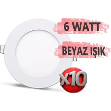 10 Adet 6W Slim Panel LED Spot (Beyaz Işık)