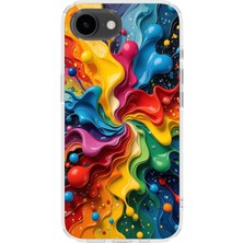 Karsu Design iPhone 17E Uyumlu Baskılı Şeffaf Telefon Kılıfı | Koleksiyon: Abstract Color Splash