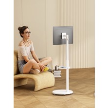 Cletech Tekerlekli Monitör Standı 17"-35" | Pistonlu Yükseklik Ayarı | 360° Döner | Raflı Mobil Stand