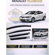 Otokap Universal Renault Fluence 2009-2016 Kromlu Cam Rüzgarlığı Takım 4’lü Takım Rüzgar Kesici, Yağmur Önleyici