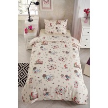 Laliva Neşeli Dostlar Çarşafı Lastikli Doğal Sağlıklı Pamuk Tek Kişilik Çocuk Nevresim Takımı