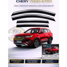 Otokap Universal Chery Tiggo 8 Pro 2023 ve Sonrası Kromlu Cam Rüzgarlığı Takım 4’lü Rüzgar Kesici, Yağmur Önleyici