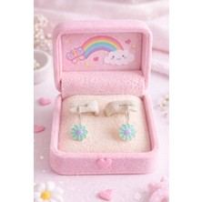 Miraç Gümüş Takı Atölyem 925 Ayar Gümüş Mineli Papatya Detaylı Kız Çocuk Küpesi