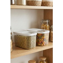 EW's Kitchenware 2'li 10 Lt Multibox Beyaz Kayar Kapaklı Saklama Kabı & Erzak Kabı & Toz ve Tablet Deterjan Kutusu