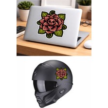 Sticker Usta Gül Çiçek Kurukafa  Kuru Kafa  Oto Araba Motosiklet Sticker 00152
