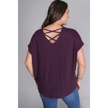 Curvy Trend Büyük Beden Sırt Çapraz Kısa Kol Bluz