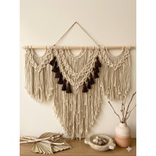 Hediselim Makrome El Işi Kahve Püsküllü Ev Dekorasyon ve Duvar Süsü