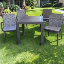 Kapella Lüks Arkalıklı Sandalye Minderi 4lü 4cm Süngerli Örümcek Desen 42X42