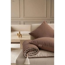 NDC Home Luxury Çift Taraflı Keten Koltuk Pedi / Şiltesi [kırlentli] - Kahverengi-Bej