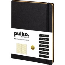 Pulko Notebook PND009 Yumuşak Kapak 19X25CM 90GR.192 Sayfa Yaldız Altın Kenar Çizgili Defter - Siyah