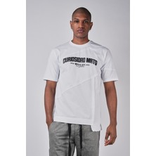 Ex-pent Erkek Baskılı Poplin Garnili Regular Kalıp Pamuklu Beyaz T-Shirt