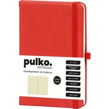 Pulko PND036 Klasik Sert Kapak 9X14CM 80GR.196 Sayfa Termo Deri Çizgili Not Defter - Kırmızı