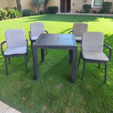 Kapella Lüks Arkalıklı Sandalye Minderi 4lü 4cm Süngerli Panama Açık Gri 42X42