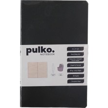 Pulko Notebook PND021 Esnek Kapak 13X21CM 80GR.80 Sayfa Termo Deri Terzi Dikiş Sırt Çizgili Not Defteri - Siyah