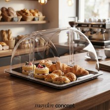 Mayden Concept Kapaklı Menteşeli Sunum Fanusu (32,5 x 26,5 Cm) - Kafe Pastane Tezgah Üstü Ürün Sergileme ve Koruma Kabı