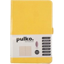 Pulko PND040  Sert Kapak 9X14CM 80GR.176 Sayfa Termo Deri Çizgili Not Defter - Limon Sarı