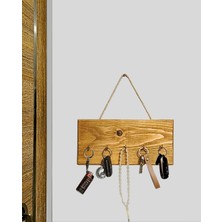 Ahşap Duvar Askılığı – Halatlı Rustik Dekoratif Anahtar Askılığı (5 Kancalı / 3 Renk) | Brothers Craft