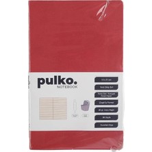 Pulko Notebook PND021 Esnek Kapak 13X21CM 80GR.80 Sayfa Termo Deri Terzi Dikiş Sırt Çizgili Not Defteri - Kırmızı