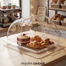 Mayden Concept Kapaklı Menteşeli Sunum Fanusu (32,5 x 26,5 Cm) - Kafe Pastane Tezgah Üstü Ürün Sergileme ve Koruma Kabı