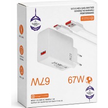 Yapax Mz9 67W Hızlı Şarj Adaptörü + Type-C Kablo | Qc 5.0 Destekli Süper Hızlı Şarj Başlığı