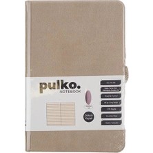 Pulko PND040  Sert Kapak 9X14CM 80GR.176 Sayfa Termo Deri Çizgili Not Defter - Bej