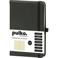 Pulko PND036 Klasik Sert Kapak Not Defteri 9x14 cm 196 Sayfa Siyah Termo Deri 80 gr Kaliteli Kağıt