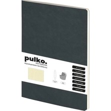 Pulko Notebook PND03 Esnek Kapak 20X28CM 80GR.96 Sayfa Termo Deri Terzi Dikiş Sırt Kareli Defteri - Siyah