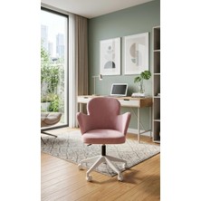 Sahmatra Broncos Ev ve Ofis Çalışma Sandalyesi | Bilgisayar Koltuğu | Berjer | Beyaz Ayak | Babyface Kumaş - Pembe