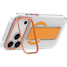Piili iPhone 17 Pro Max Metal Stand Grip Magsafe Kılıf Turuncu