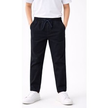 Yiğit Butik Erkek Çocuk Lacivert Gabardin Pantolon Lastikli Bel Düz Paça Günlük Rahat
