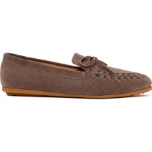 Derimod Kadın Vizon Süet Deri Loafer 26PFD260510